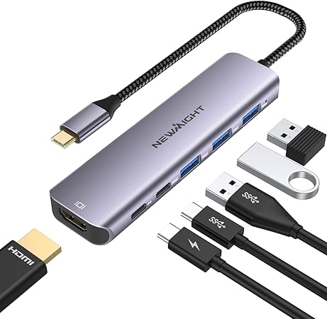 Newmight USB C ハブ 6-in-1アダプタ HDMI type-c 4K@30HZ