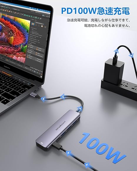 Newmight USB C ハブ 6-in-1アダプタ HDMI type-c 4K@30HZ