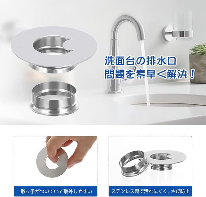 LANMU 洗面台  ゴミ受け 排水口径3.5-4.8cm 用