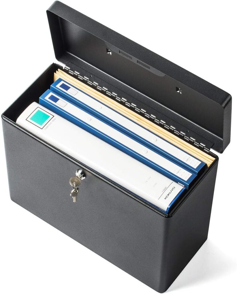 【サンワダイレクト】鍵付きファイルボックス(ブラック)