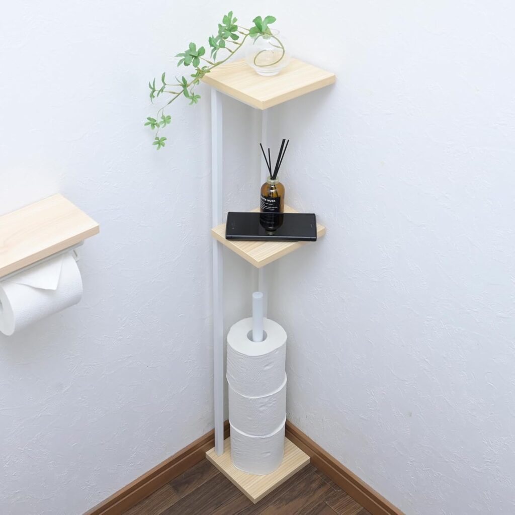 【山善】トイレットペーパースタンド 幅15×奥行15×高さ90.5cm