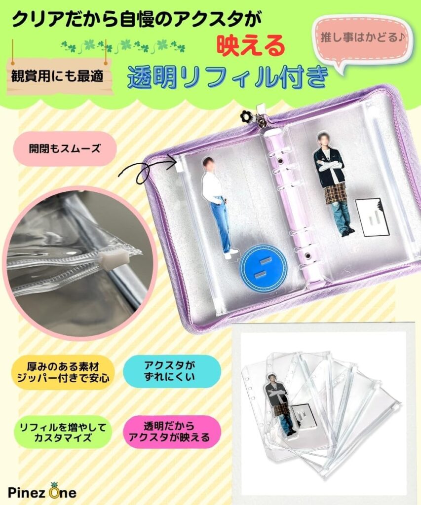 【PinezOne】推し事はかどる アクスタ ケース ファスナー リフィル付き