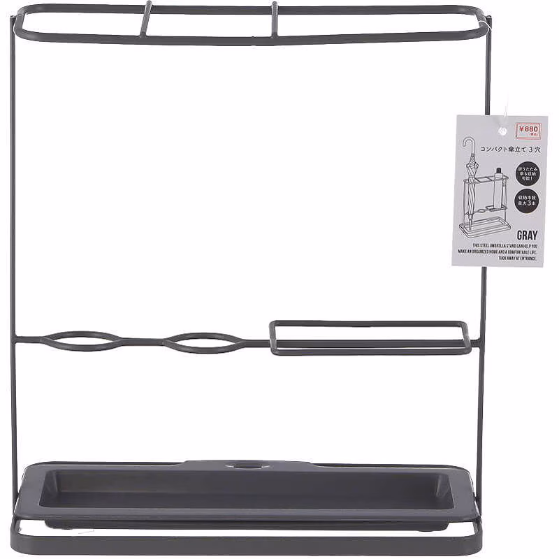 【キャンドゥ】コンパクト傘立て 3穴 グレー