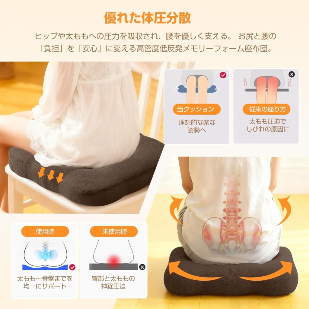 【ホスール】低反発 椅子 クッション(厚め8cm)