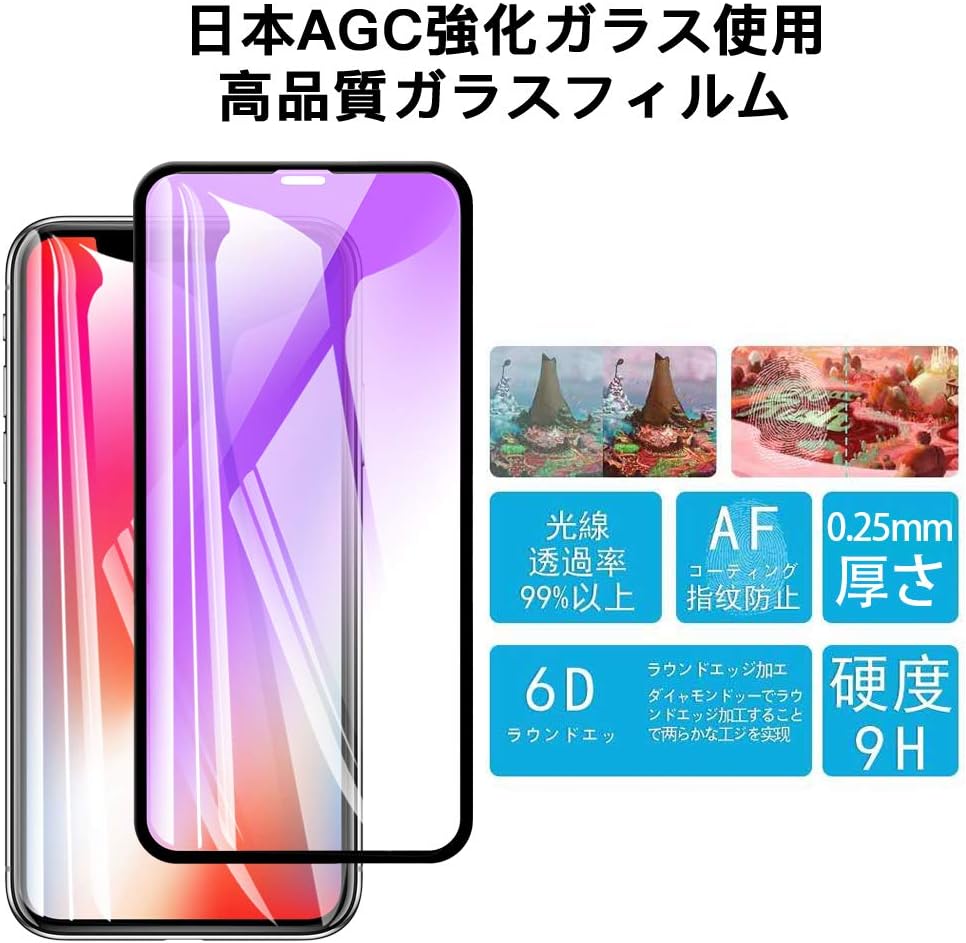 bokang ブルーライトカット iPhone X/XS ガラスフィルム 2枚セット