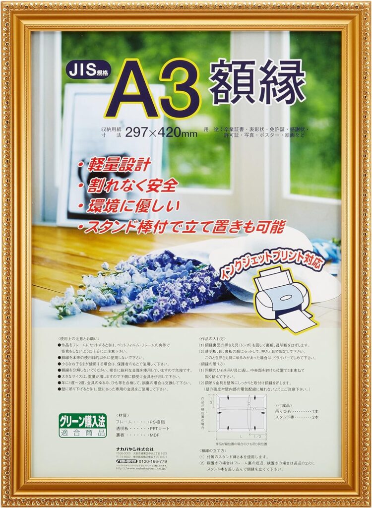 ナカバヤシ 木製軽量額縁 A3