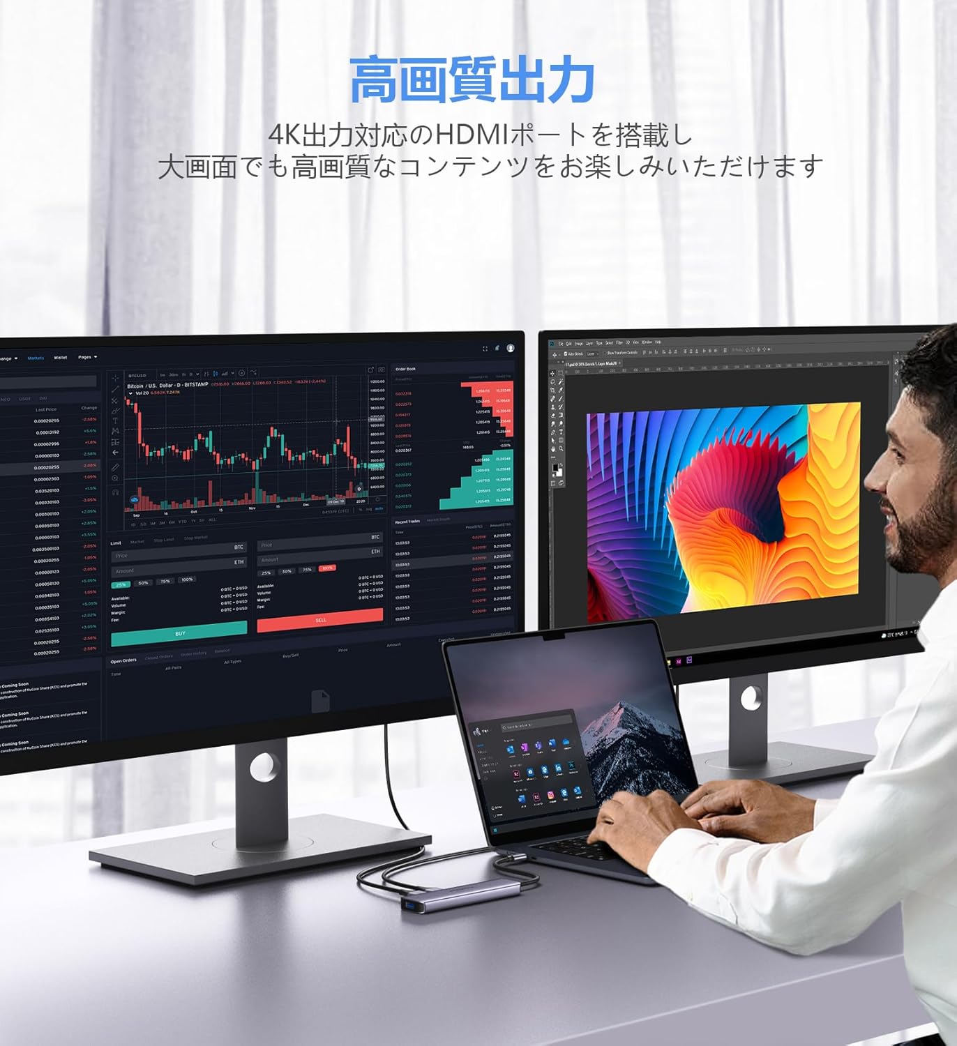 【Newmight】USB-Cドッキングステーション 7-in-1 デュアルHDMI/100W PD対応