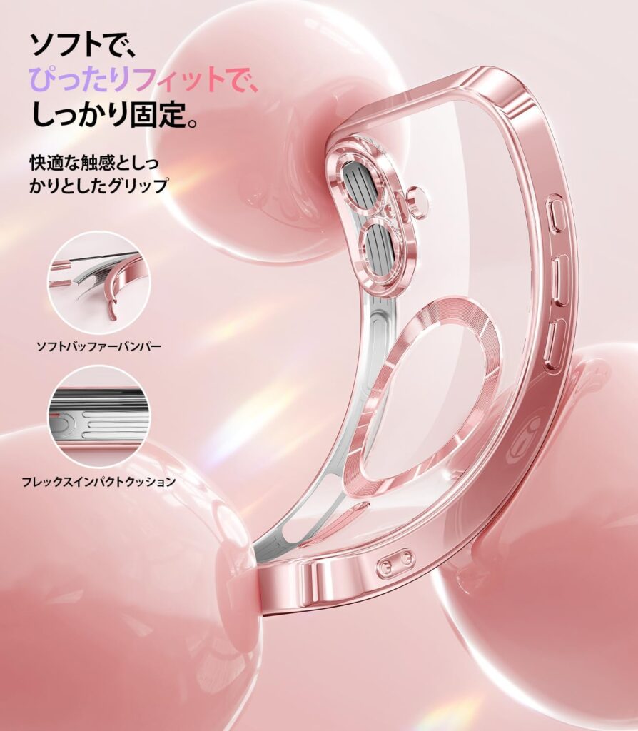 【Meifigno】iPhone17 ケース MagSafe対応 グリッターカード＆リストストラップ付き