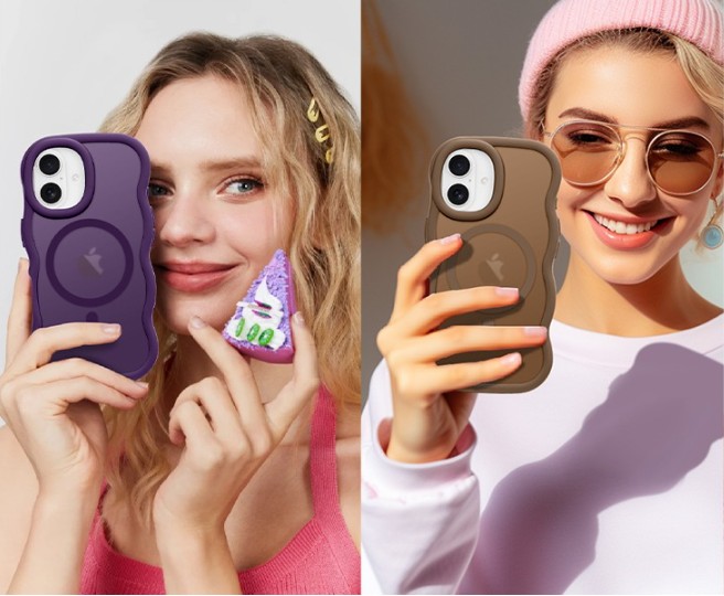 【 Pepmune】iPhone17用 ケース MagSafe対応 ウェーブ 半透明 滑り止め ケース