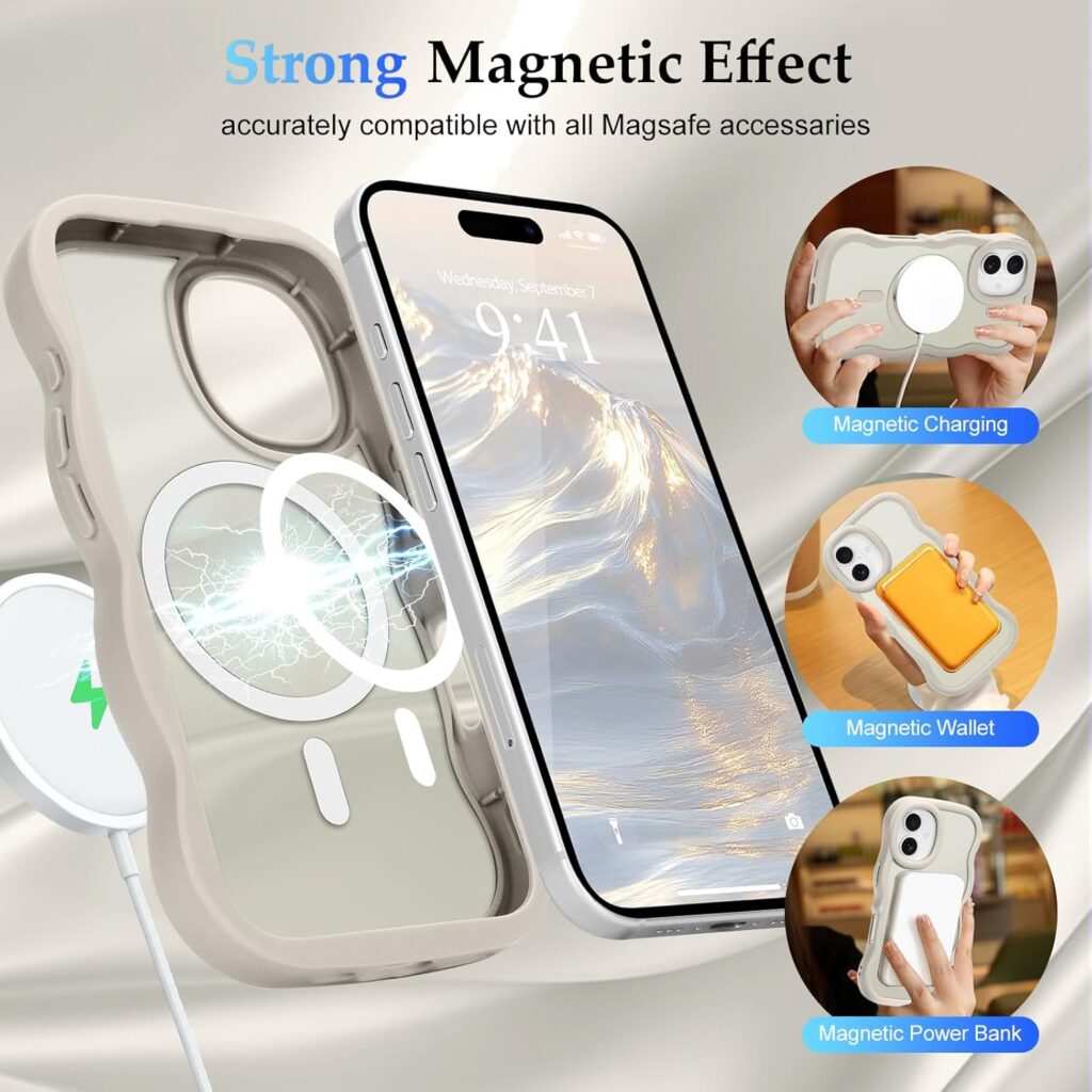 【 Pepmune】iPhone17用 ケース MagSafe対応 ウェーブ 半透明 滑り止め ケース