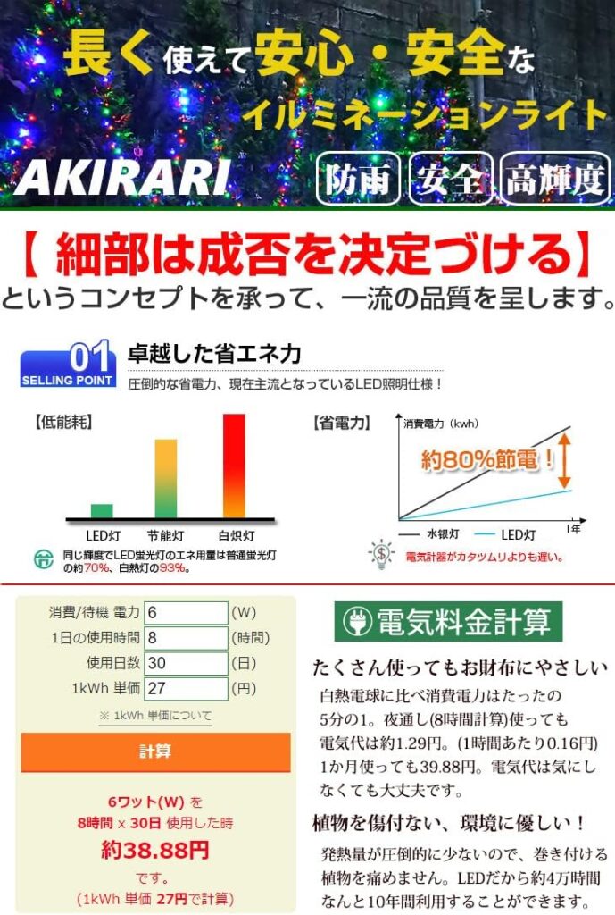 AKIRARI イルミネーション つらら LED 120球 5m