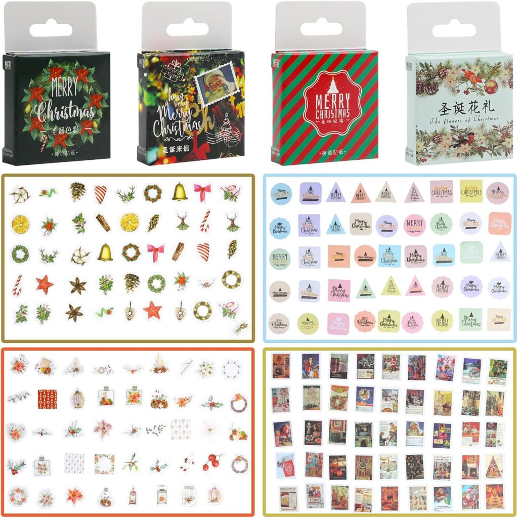 FINGOOO クリスマス シール ステッカー 180枚