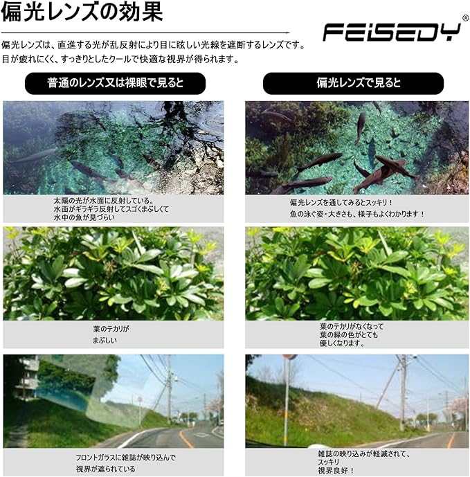 [FEISEDY] 偏光サングラス UV400 