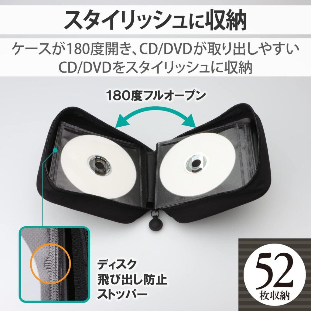エレコム DVD CDケース セミハード ファスナー付 
