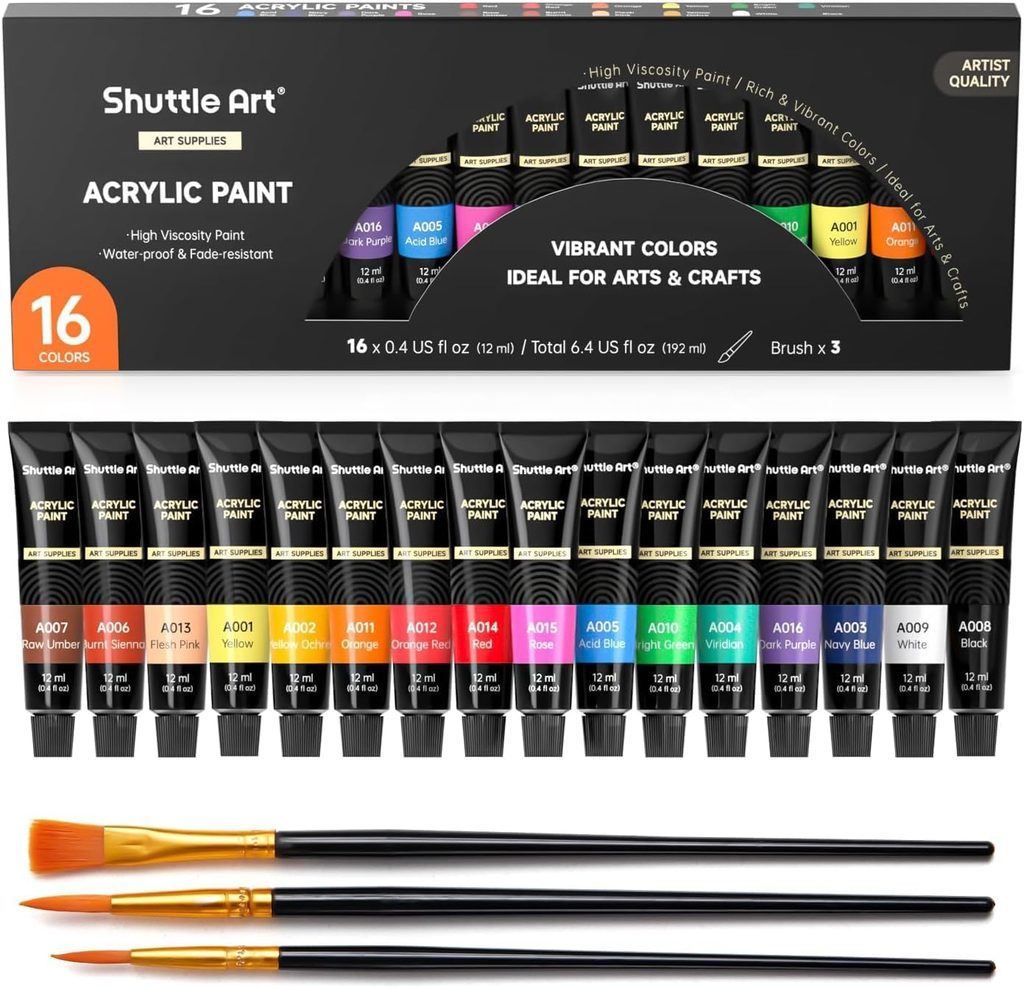 Shuttle Art/アクリル絵の具セット16色12ml